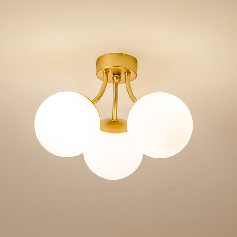 Nordic Modern Minimalist Glass Flush Mount Lamp with Glass Shade for Living Room