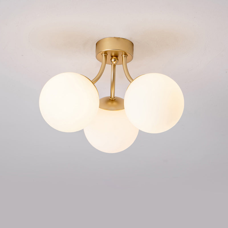 Nordic Modern Minimalist Glass Flush Mount Lamp with Glass Shade for Living Room