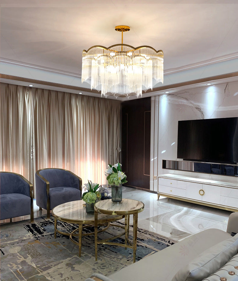 Postmodern Chandelier Lighting with Clear Glass Shape Pendant Lamp for Living Room