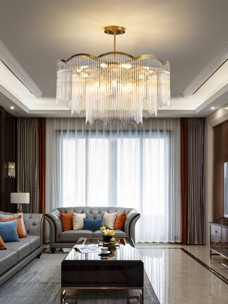 Postmodern Chandelier Lighting with Clear Glass Shape Pendant Lamp for Living Room