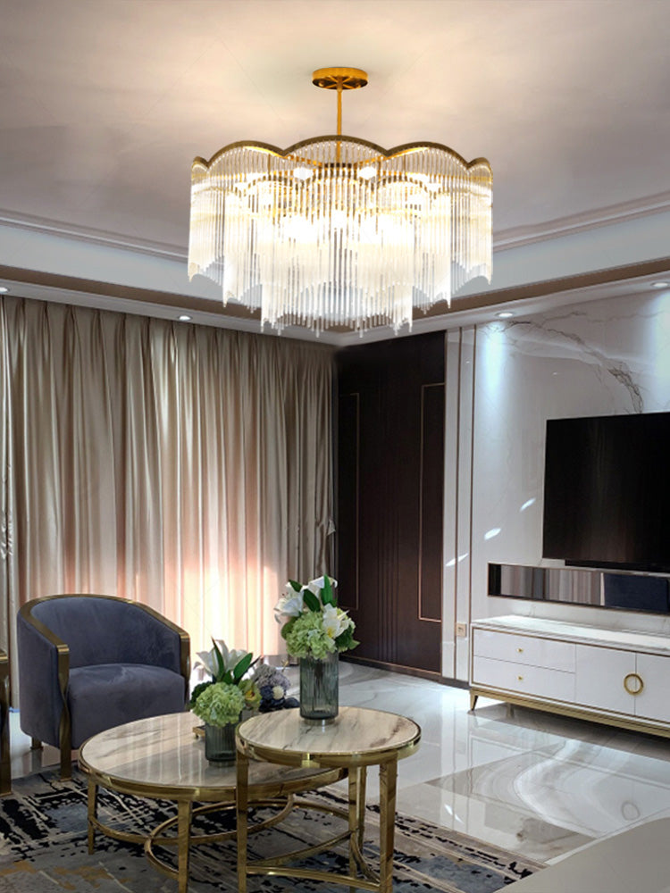 Postmodern Chandelier Lighting with Clear Glass Shape Pendant Lamp for Living Room