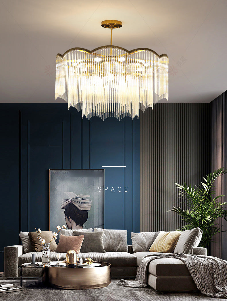 Postmodern Chandelier Lighting with Clear Glass Shape Pendant Lamp for Living Room