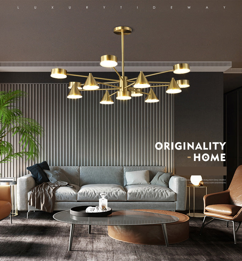 Brass Chandelier Lighting Postmodern Pendant Lamp for Living Room Dinning Room
