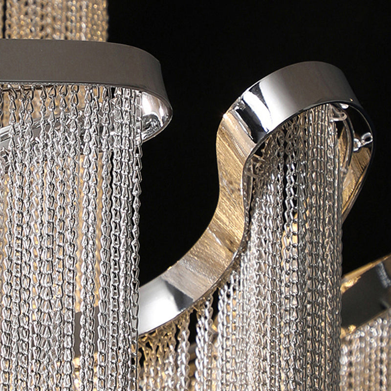 Aluminum Tassel Tiered Pendant Lamp Contemporary Chandelier Light Fixture