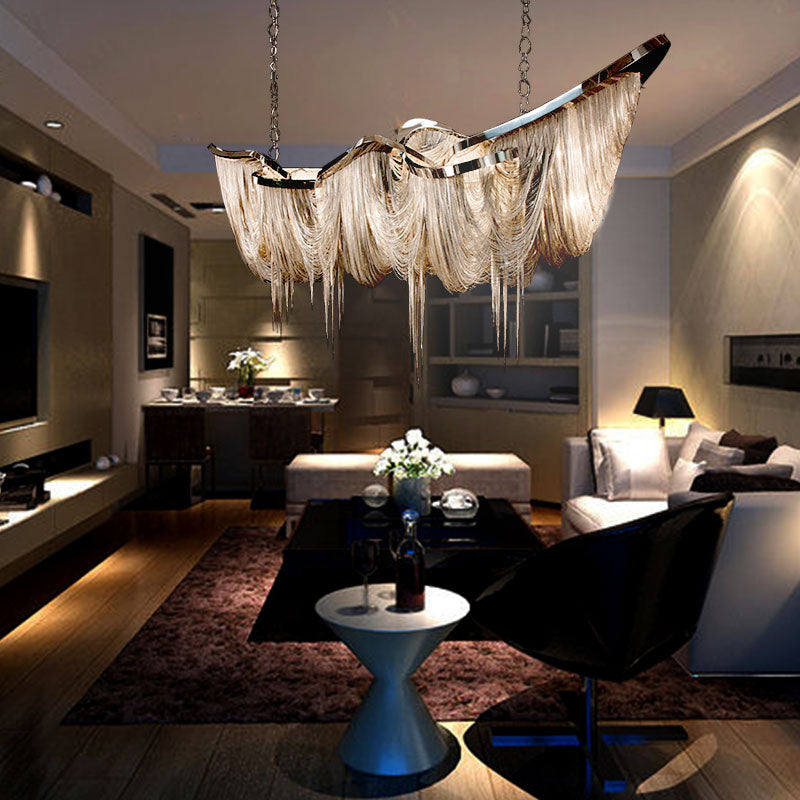Metal Chain Chandelier Postmodern Ceiling Hung Fixtures for Living Room Dinning Room