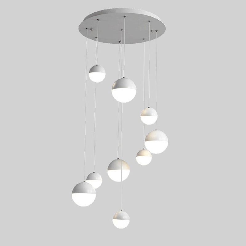 Modern Ball Shape Pendant Glass Multiple Hanging Ceiling Light for Spiral Stair