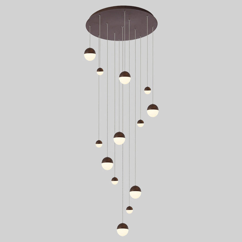 Modern Ball Shape Pendant Glass Multiple Hanging Ceiling Light for Spiral Stair