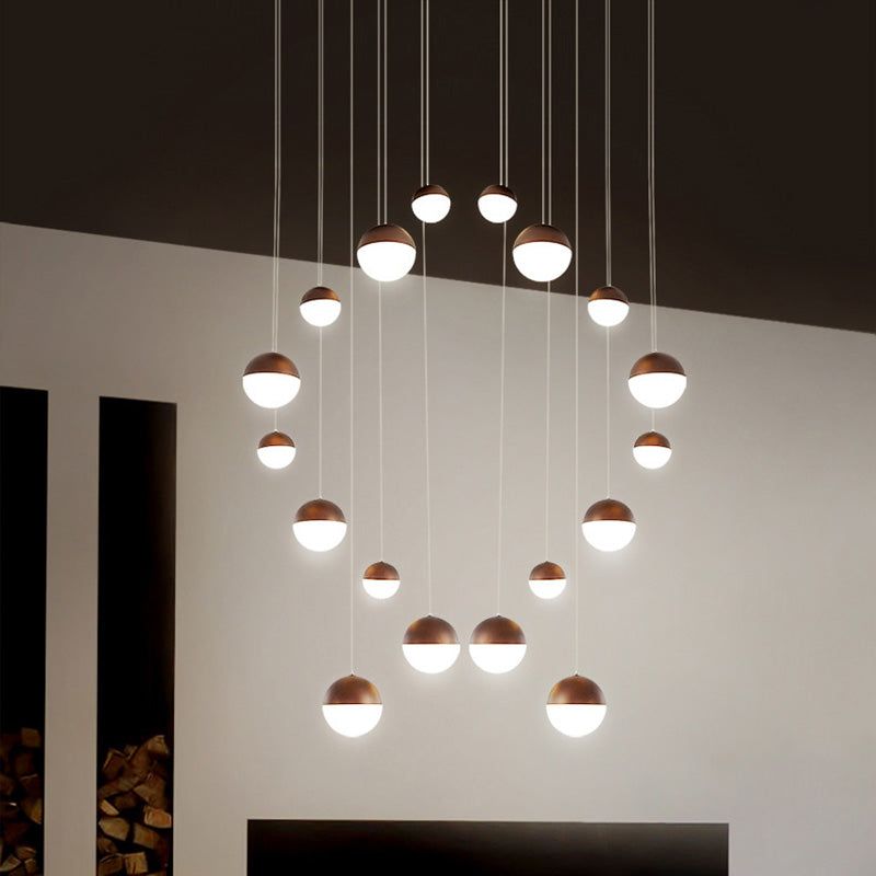 Modern Ball Shape Pendant Glass Multiple Hanging Ceiling Light for Spiral Stair