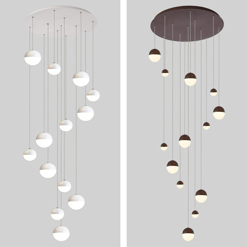 Modern Ball Shape Pendant Glass Multiple Hanging Ceiling Light for Spiral Stair