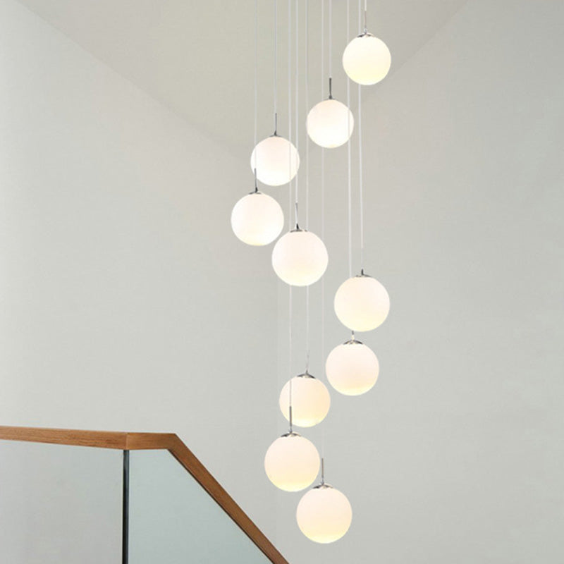 Spiral Stairs 10 Blub Pendant Light Fixture Clear Glass Sphere Nordic Style Multiple Hanging Light