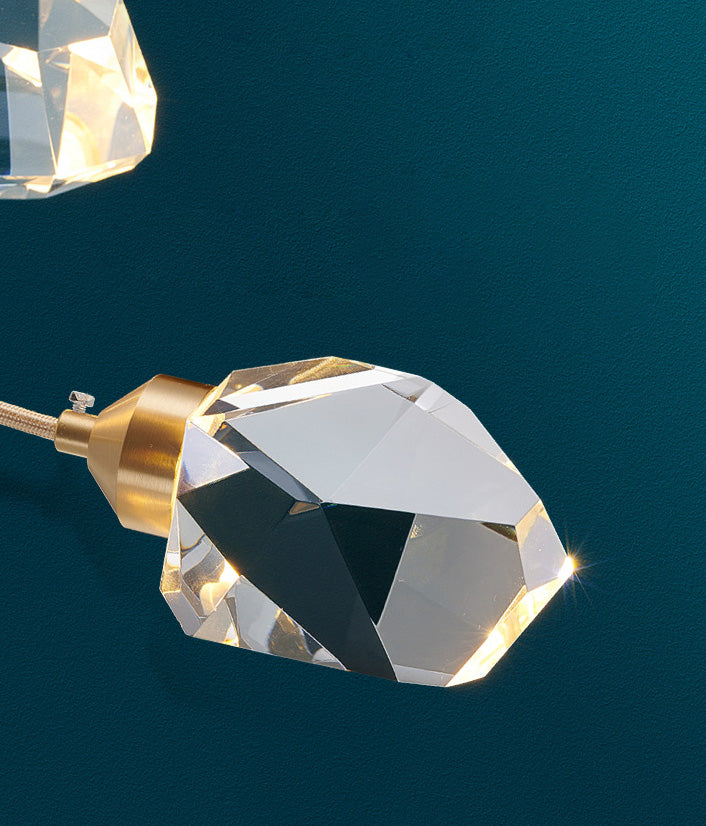 Contemporary Pendant Clear Crystal Hanging Ceiling Light for Spiral Stair