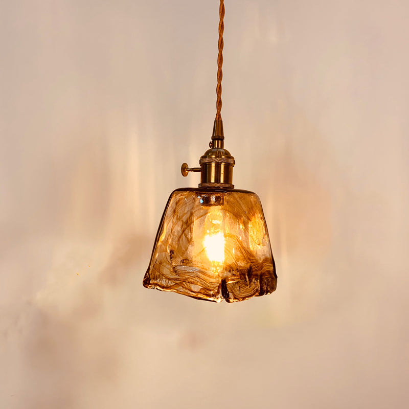 Brass Glass Hanging Pendant Light Industrial Single Pendant Lights for Restaurant