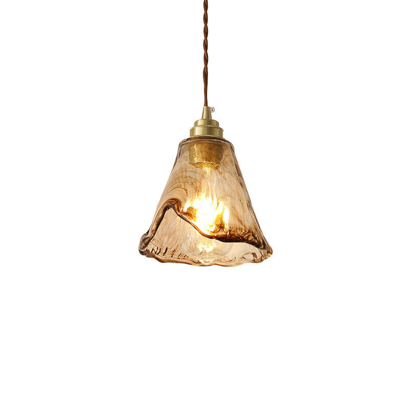 Brass Glass Hanging Pendant Light Industrial Single Pendant Lights for Restaurant