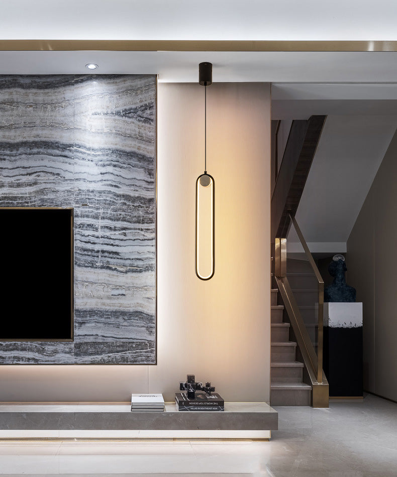 Contemporary One-Light Black Metal Oval Pendant Lighting for Dinning Room Cafe