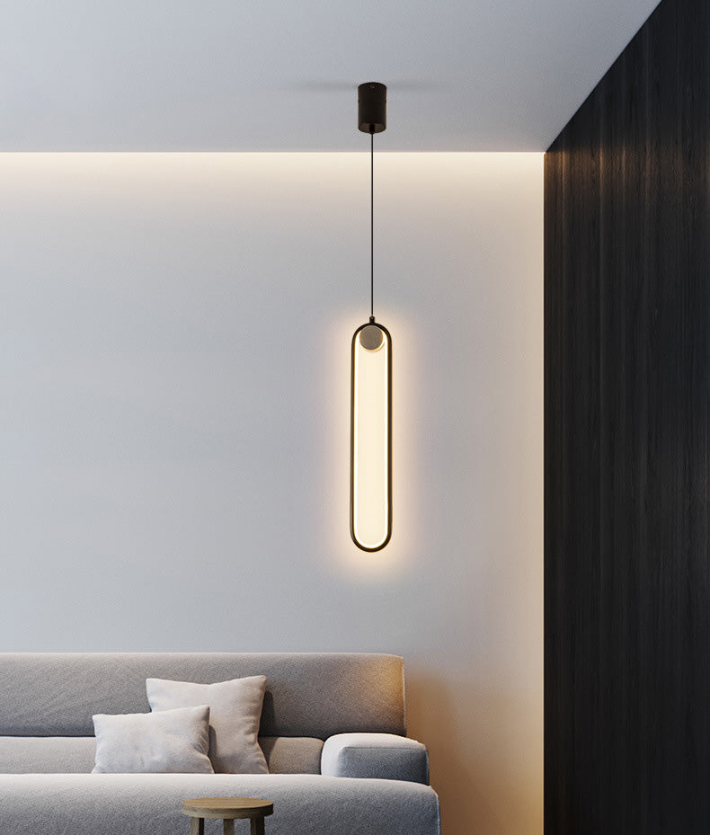 Contemporary One-Light Black Metal Oval Pendant Lighting for Dinning Room Cafe