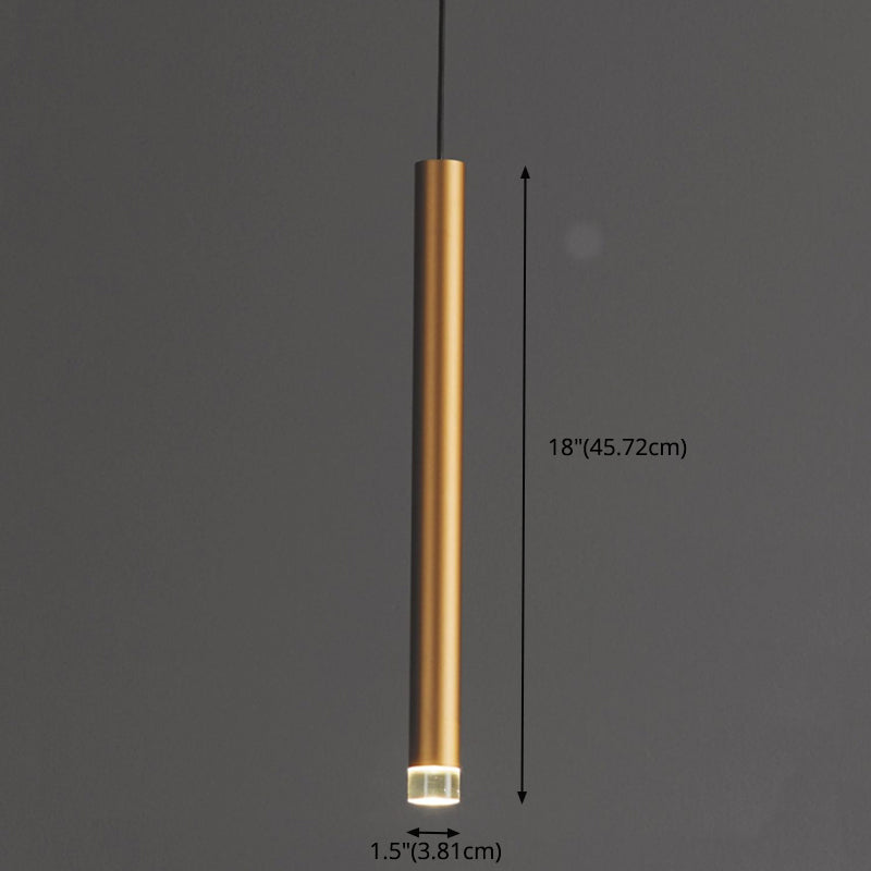 Gold Tube Hanging Pendant Light Minimalist-Style LED Metal Ceiling Pendant Light