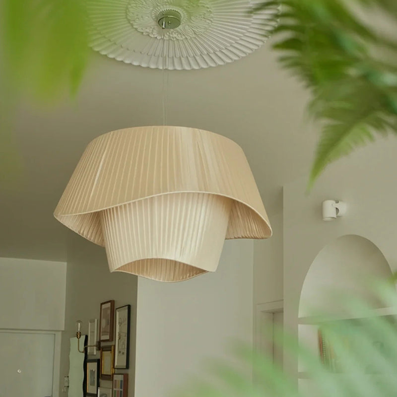 Shaded Ceiling Hung Fixture Minimalist Fabric Dinning Room Pendant Lighting Fixture
