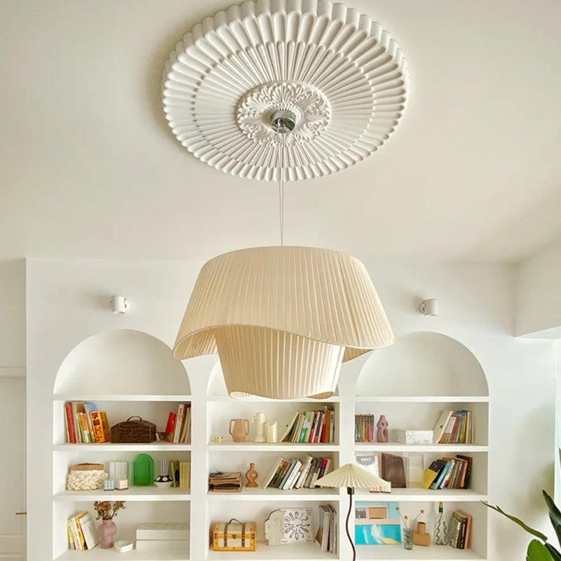 Shaded Ceiling Hung Fixture Minimalist Fabric Dinning Room Pendant Lighting Fixture