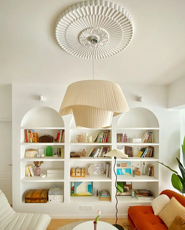 Shaded Ceiling Hung Fixture Minimalist Fabric Dinning Room Pendant Lighting Fixture