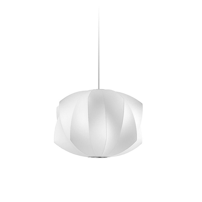 Shaded Living Room Hanging Pendant Light Fabric Modern Down Lighting Pendant in White