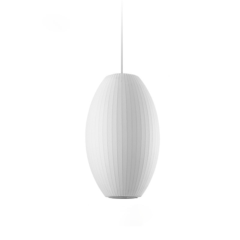 Shaded Living Room Hanging Pendant Light Fabric Modern Down Lighting Pendant in White