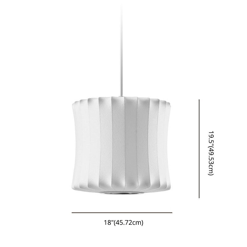 Shaded Living Room Hanging Pendant Light Fabric Modern Down Lighting Pendant in White