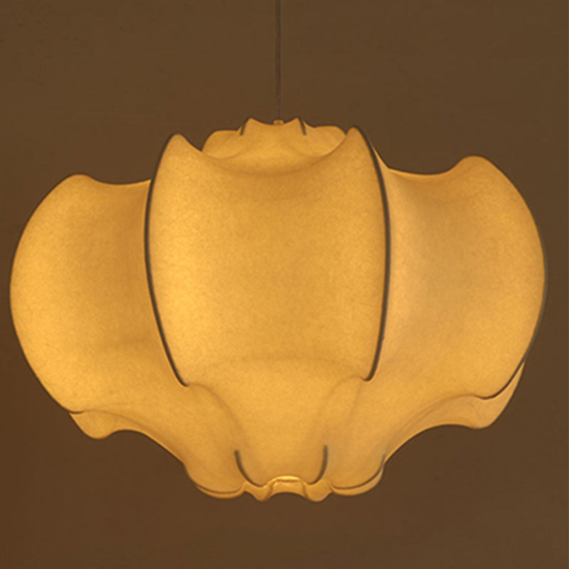 Shaded Suspended Lighting Fixture Nordic Style Fabric White Pendant Light Fixture