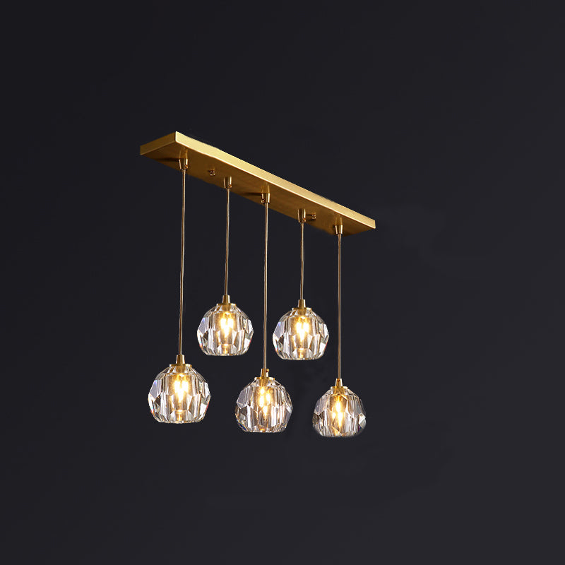 Round Down Lighting Pendant Modern Style Crystal Coppery Suspension Pendant Light