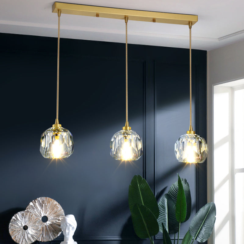 Round Down Lighting Pendant Modern Style Crystal Coppery Suspension Pendant Light