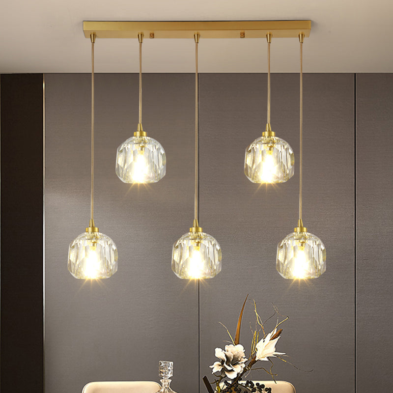 Round Down Lighting Pendant Modern Style Crystal Coppery Suspension Pendant Light