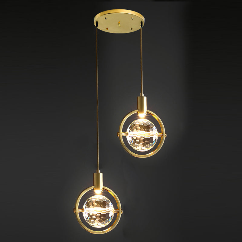 Global Hanging Pendant Light Nordic Crystal Bedroom Down Lighting Pendant in Gold