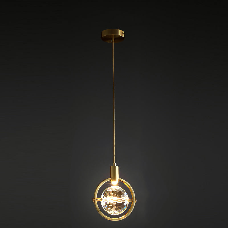 Global Hanging Pendant Light Nordic Crystal Bedroom Down Lighting Pendant in Gold
