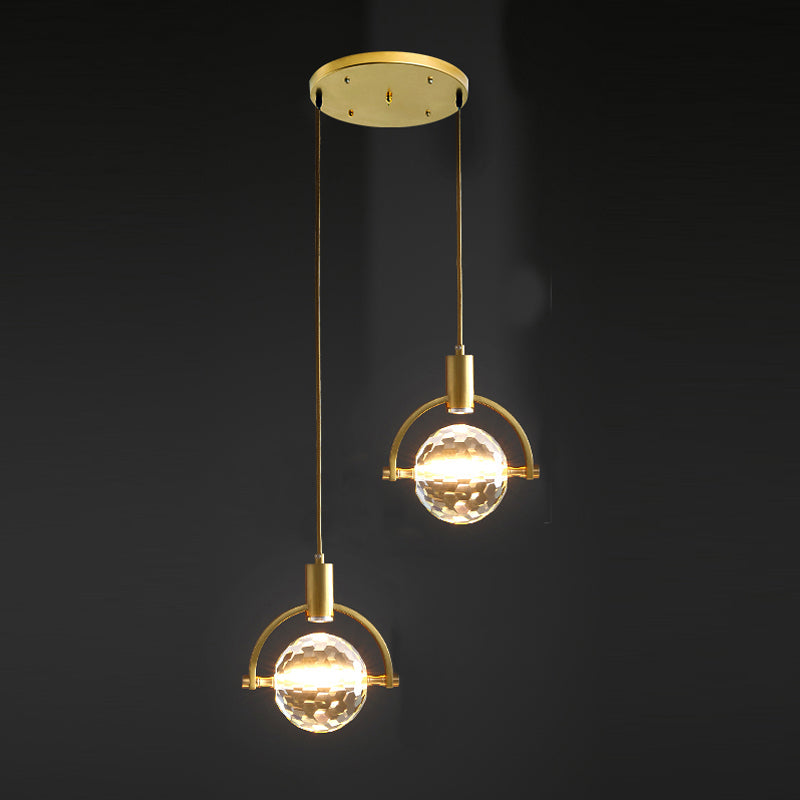 Global Hanging Pendant Light Nordic Crystal Bedroom Down Lighting Pendant in Gold