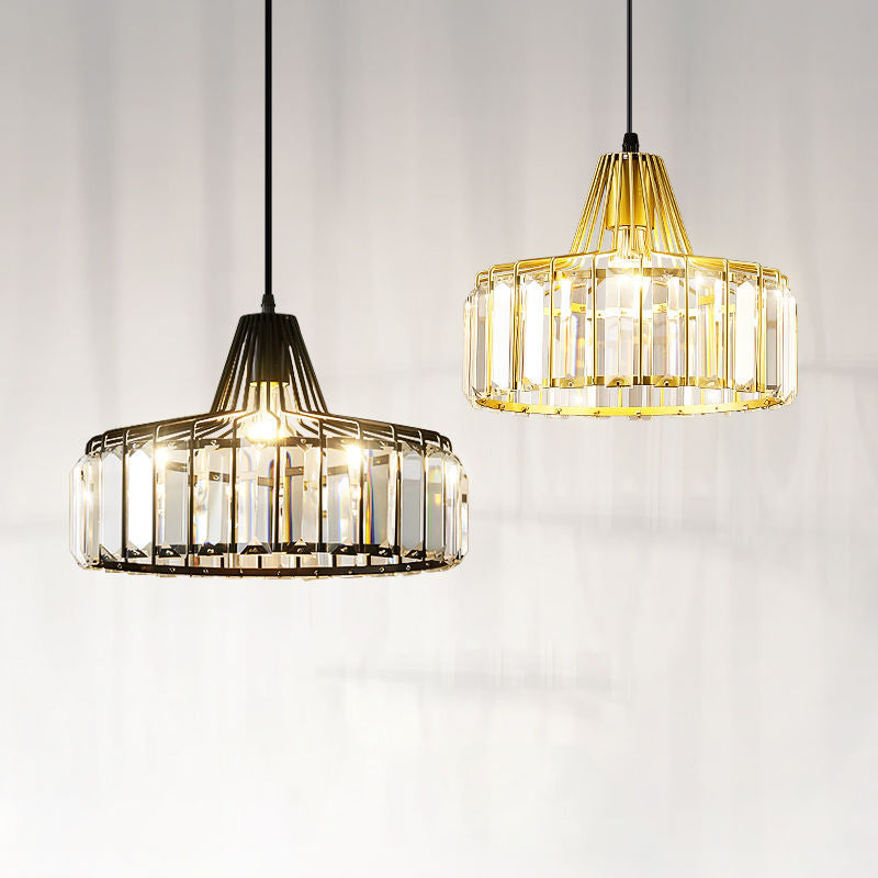 Trommelförmige Kristallhänge Deckenleuchte minimalistische Anhängerbeleuchtung im Stil