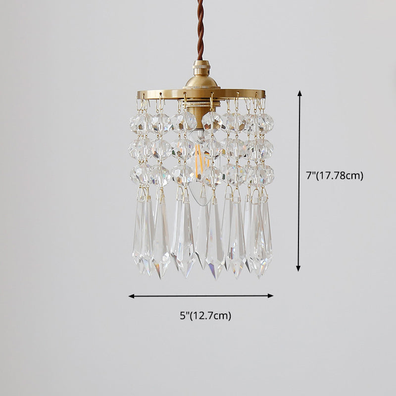 Clear Cylinder Suspension Pendant Light Modern Style Crystal Ceiling Suspension Lamp