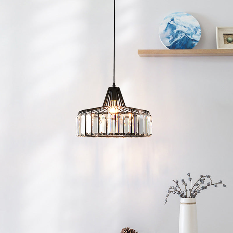 Crystal Drum Pendant Ceiling Light Simplicity Hanging Ceiling Light for Dinning Room
