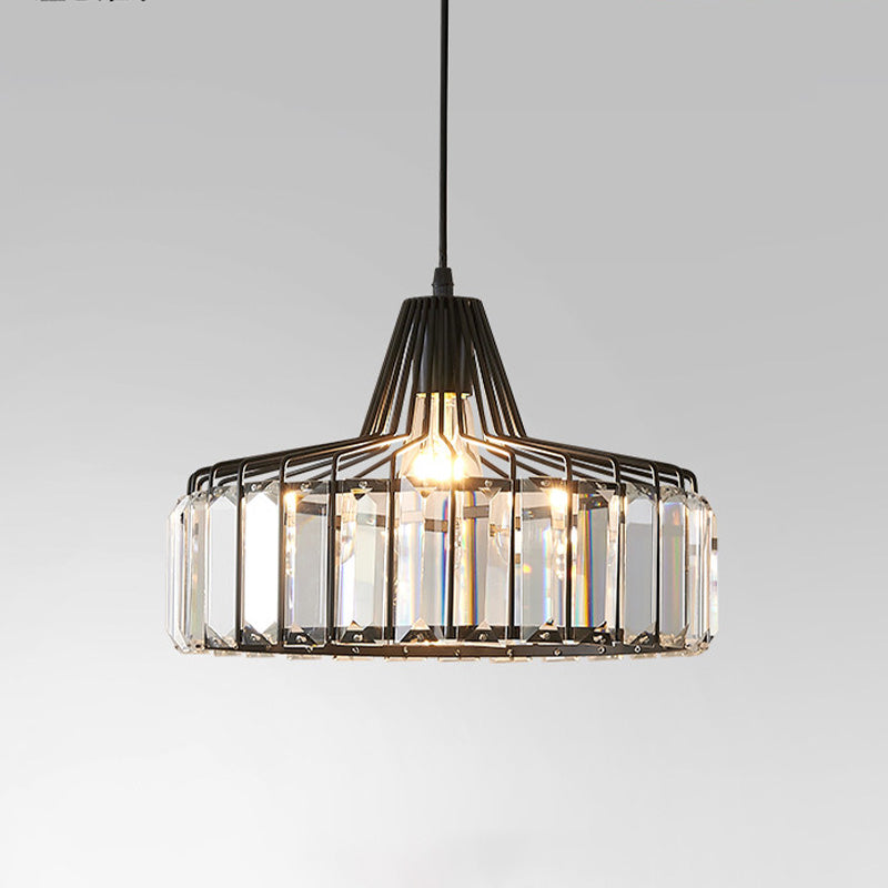 Crystal Drum Pendant Ceiling Light Simplicity Hanging Ceiling Light for Dinning Room