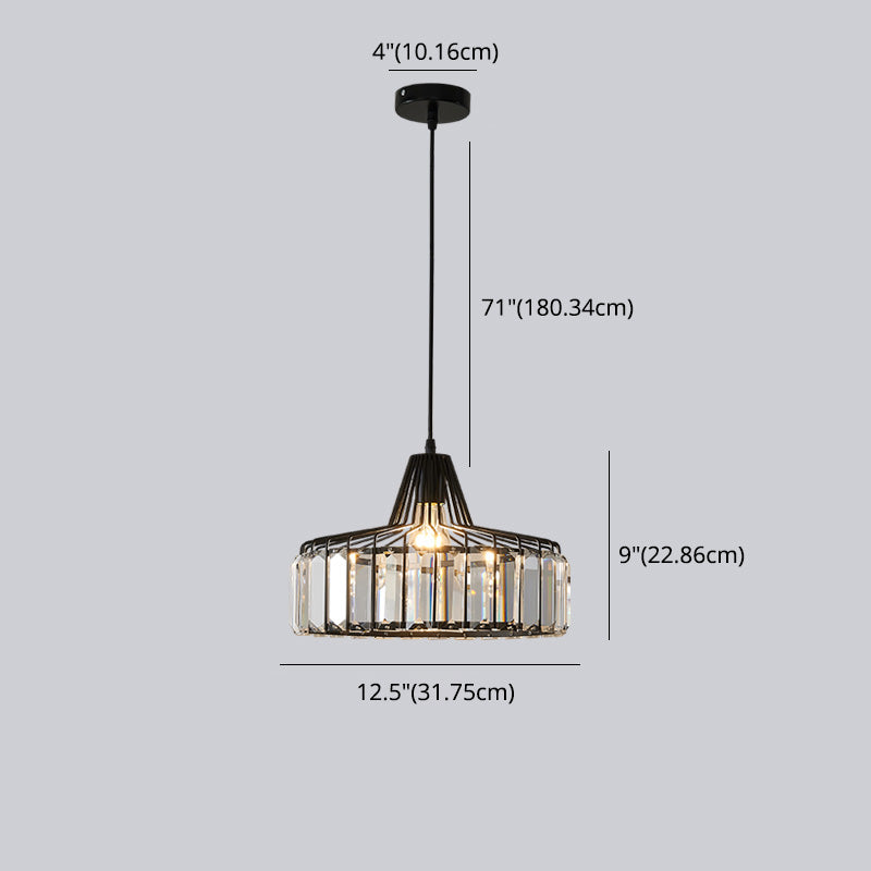 Crystal Drum Pendant Ceiling Light Simplicity Hanging Ceiling Light for Dinning Room