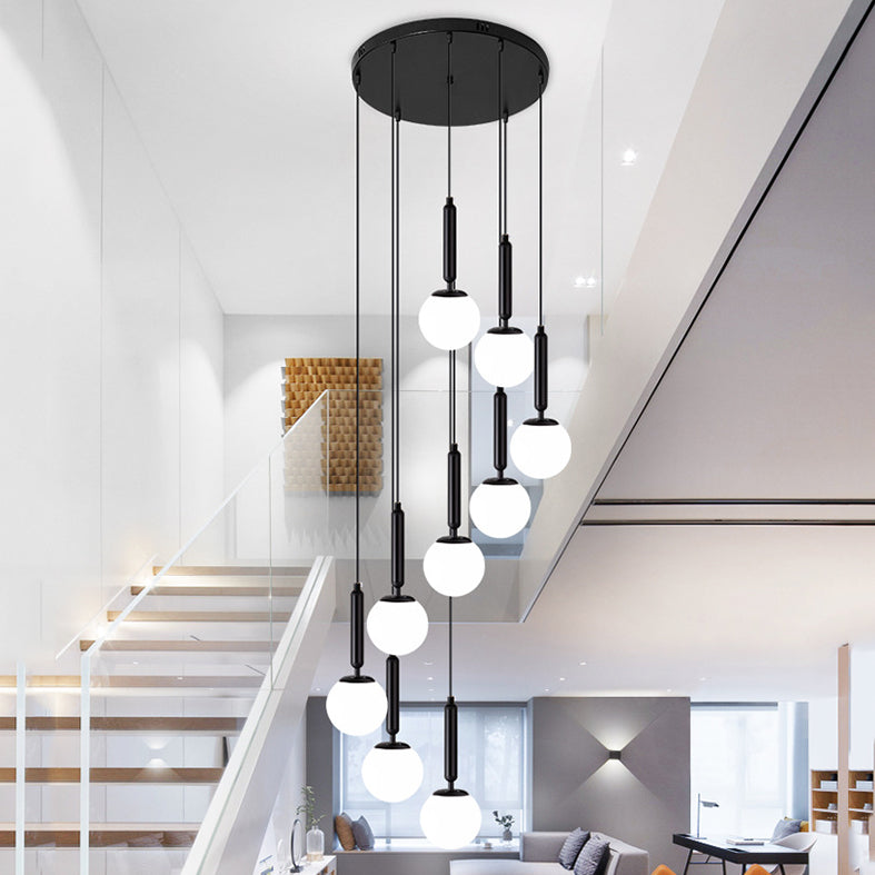 Spiral Stairs Pendant Light Fixture Glass Nordic Style 9 Blub Hanging Light