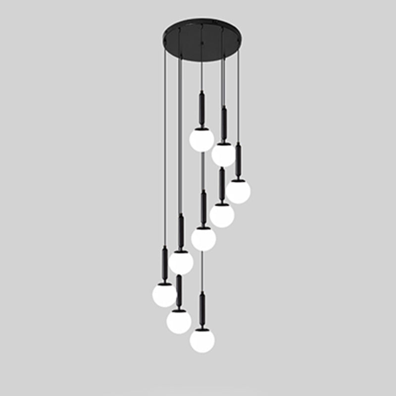 Spiral Stairs Pendant Light Fixture Glass Nordic Style 9 Blub Hanging Light