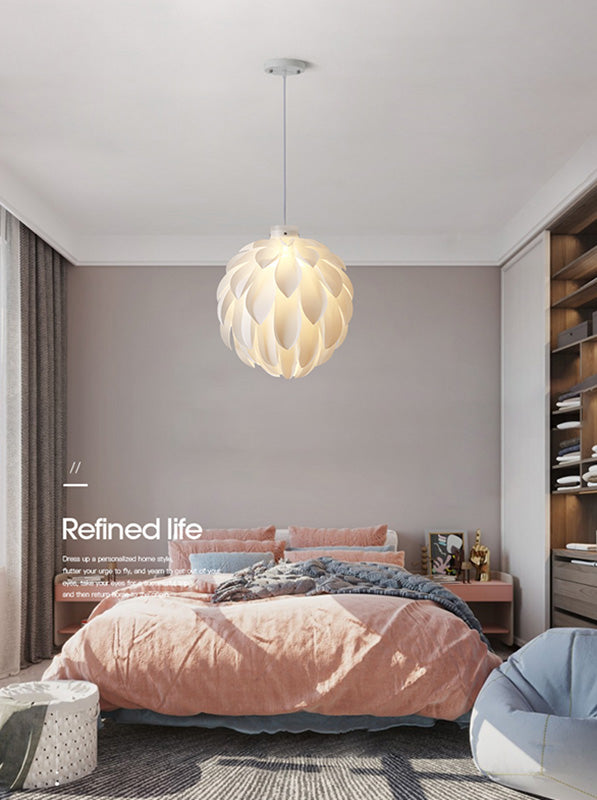 Acrylic Global Pendant Lighting Fixture Modern Style White Hanging Ceiling Light