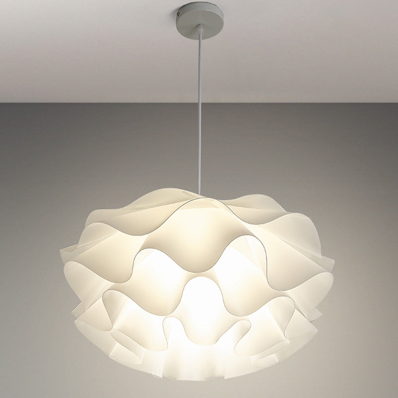 Simple Flower Pendant Light Fixture Acrylic Bedroom Pendant Ceiling Light in White