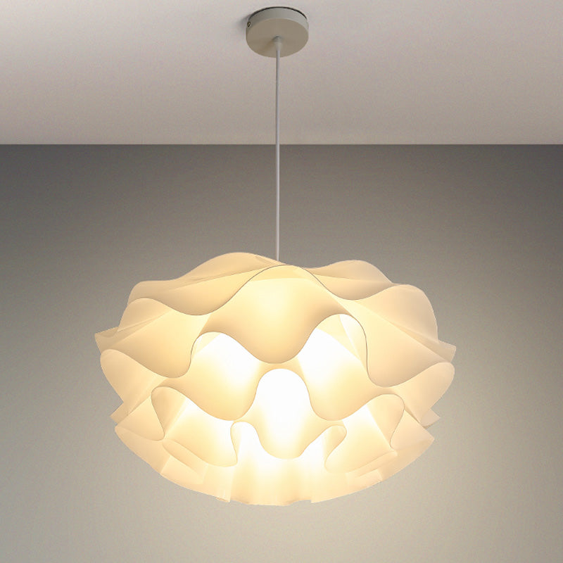 Simple Flower Pendant Light Fixture Acrylic Bedroom Pendant Ceiling Light in White