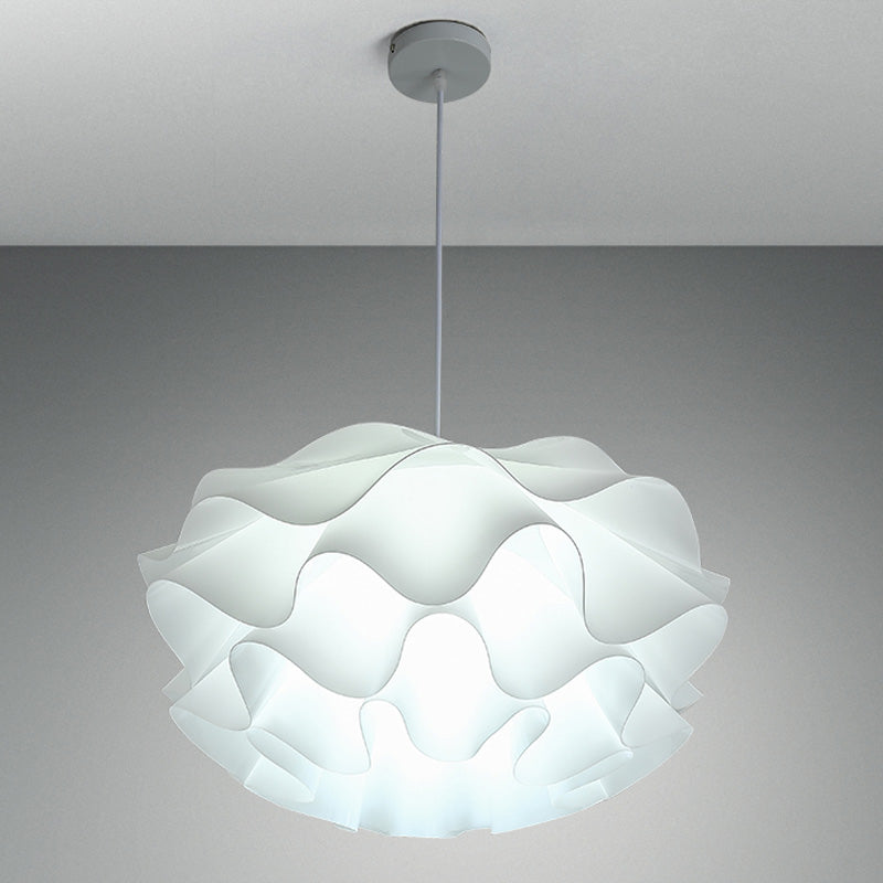 Simple Flower Pendant Light Fixture Acrylic Bedroom Pendant Ceiling Light in White