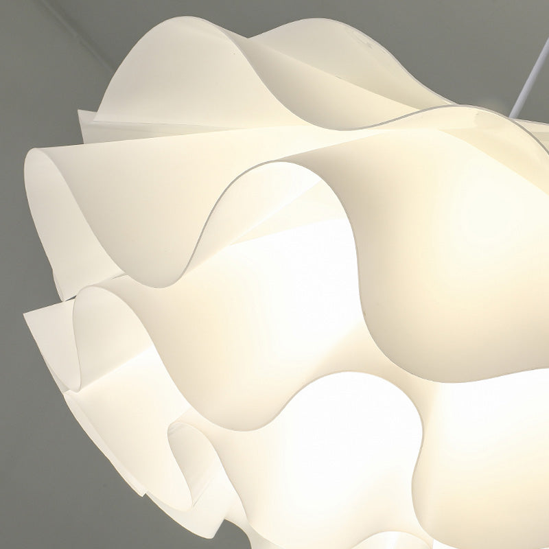 Simple Flower Pendant Light Fixture Acrylic Bedroom Pendant Ceiling Light in White