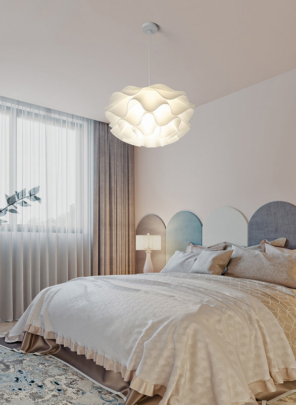 Simple Flower Pendant Light Fixture Acrylic Bedroom Pendant Ceiling Light in White