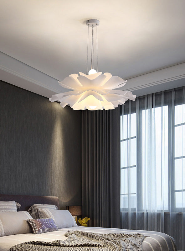 Camera da letto a sospensione a sospensione luce a sospensione bianca nordica kit di luce floreale con ombra acrilica floreale