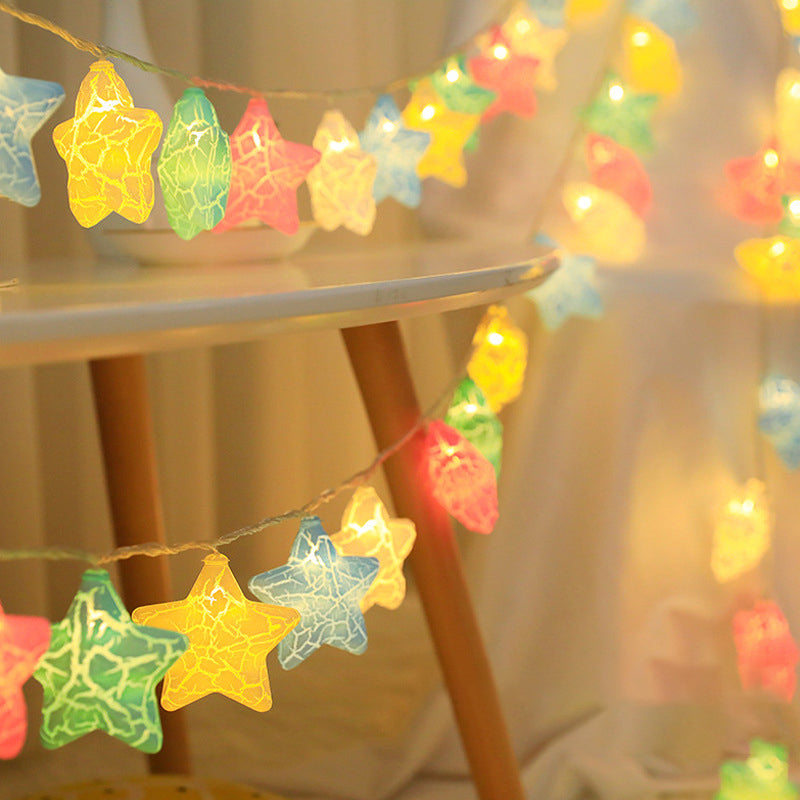 Nordic Crackled Star Shaped String Light Plastic Bedroom LED Light Strip