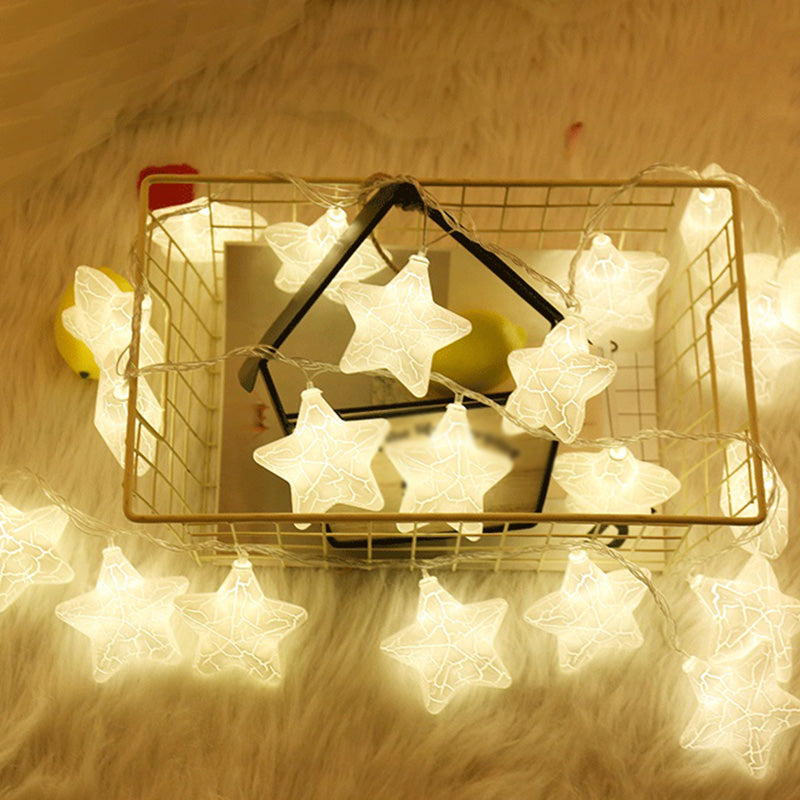 Nordic Crackled Star Shaped String Light Plastic Bedroom LED Light Strip