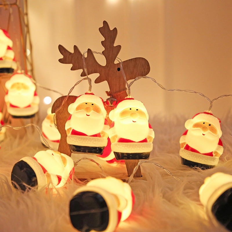 Cartoon Santa Claus Christmas Lamp Plastic Indoor LED String Light in Red